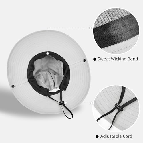 Ponytail Sun Bucket Hats for Women UV Protection Foldable Wide Brim (1 Pack-light Grey)