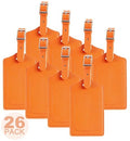 26 Pack Luggage Tags Faux Leather for Suitcases Travel Bag Labels with Protection Cover ID (Orange)