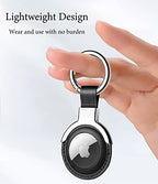 Compatible with AirTag Case Airtag Keyring Leather Protective Case AirTags Loop Holder Air Tags Protective Cover Airtag Key Chain Loop Holders for Luggage Dog Cat Pet Collar (Blue)