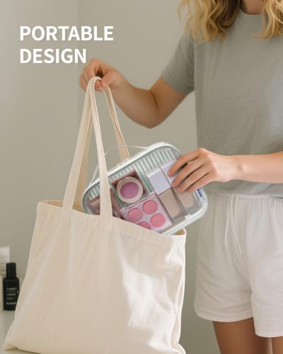 TSA Approved Clear Toiletry Bag for Travel (Y-Mint Green Stripe)