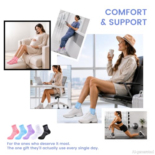 Ankle Compression Socks Women Men Plantar Fasciitis Relief 3 Pairs (Small / Black+d Grey+d Blue(5 Pairs))