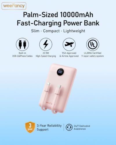 Mini Portable Charger with Built (Pink)