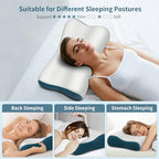 Neck Pillow Contour Memory Foam Pillows for Pain Relief Bed Pillow for Sleeping (Grey&blue)