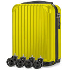 Personal Item Suitcase 18x14x8 Inches Hardside Built In TSA Lock & USB Port Lightweight Luggage With Removable Silent Wheels Underseat Carry (Yellow)