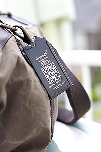 Web Enabled Smart Aluminum Convertible Luggage ID Tag + Braided Steel Loop (Midnight Black)