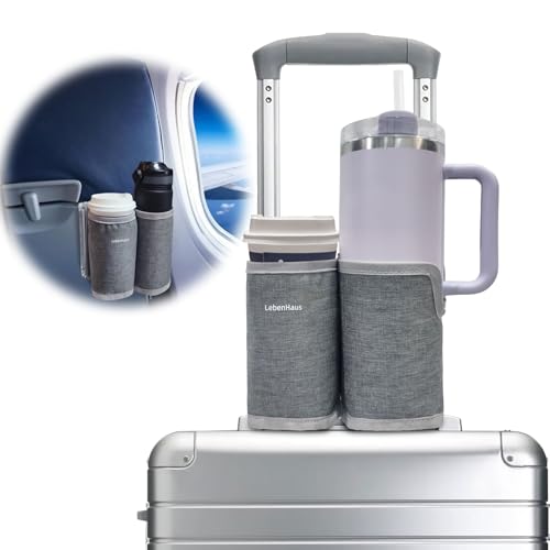 2 in 1 Luggage Cup Holder for Suitcase Airplane Drink Carrier Travel Gray (gray)