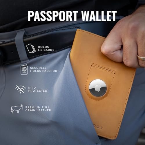 Passport Wallet with Holder for AirTag (Truffle)