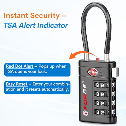 Open Alert TSA Approved Luggage Locks (Black 4 PK)