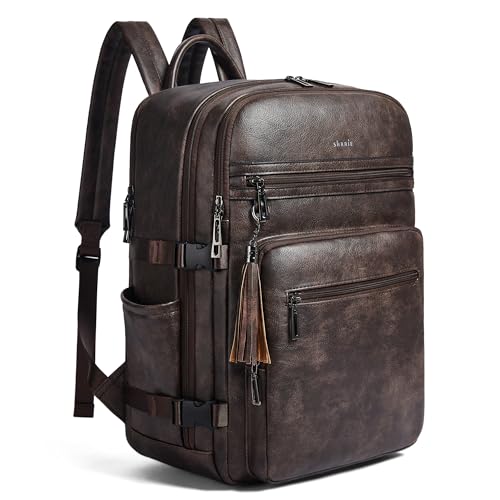 Vegan Leather Laptop Backpack for Women Fits 16 Inch Laptop (Two-toned Coffee)