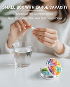 Pill Box 3 Compartment Portable Travel Medicine Box with Mirror (Colorful Flowers)