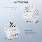 45W Universal Travel Adapter PD&QC (45W-5USB(3 USB-C) White)