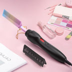 Electric Hot Comb Hair Straightener Heat Pressing Comb Curling Flat Iron Curler Hair Straightener Brush for Natural Black (Multicolored)