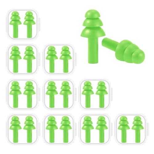 10 Pairs Noise Cancelling Ear Plugs (10 Pairs - Green)