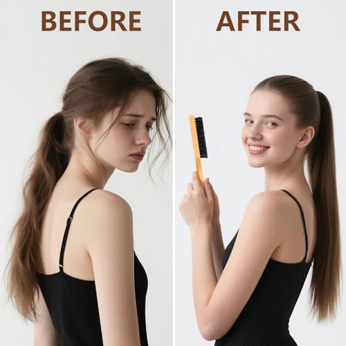 Boar Bristle Slick Back Hair Brush (Wood Color)