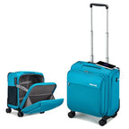 16 Inch Underseat Carry On Luggage with Wheels Small Suitcase Softside Luggage Bags for Travel Lightweight Suitcases with Wheels Travel Luggage Personal Item for Men and Women (Caribbean Blue / 16 Inch)