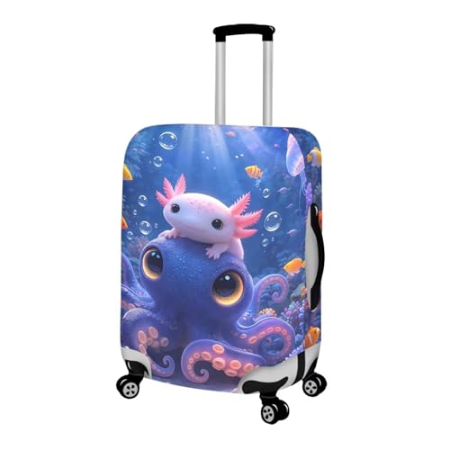 Underwater Axolotl & Octopus Pattern Airport Travel Luggage Cover (XL(for 30-32 inch luggage) / Underwater Axolotl & Octopus)