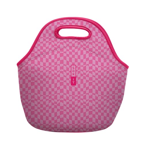 LunchTote Zippered Bag Insulated Neoprene Caddy (Pink Grand Prix / Large 4.5 Quart Lunch Tote)