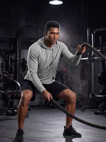 Mens Fashion Athletic Hoodies Sport Sweatshirt Solid Color Fleece Pullover Light Grey (Large / Light Grey)
