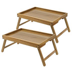 Acacia Bed Tray Table with Folding Legs (Medium, 2 Pack)