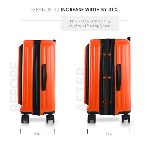 20 Inch Carry On Luggage 22x14x9 Airline Approved Suitcase (Carry-on 20 Inch / Orange)