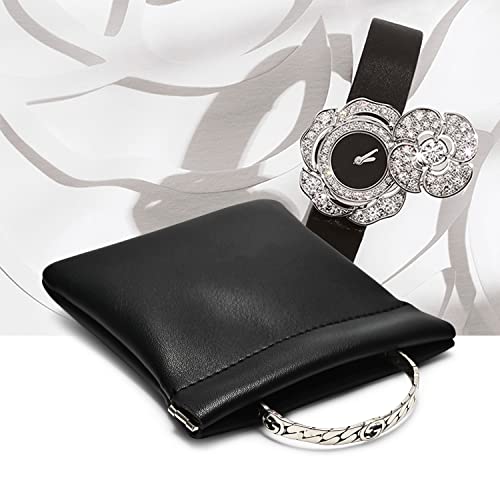 PU Leather Jewelry Travel Bag Leather Jewelry Pouch Christmas (Black / 3.54"x3.54")