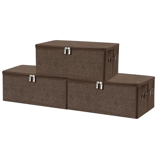 Fabric Storage Bins with Zipper Lids (Coffee / Small (Pack of 3))