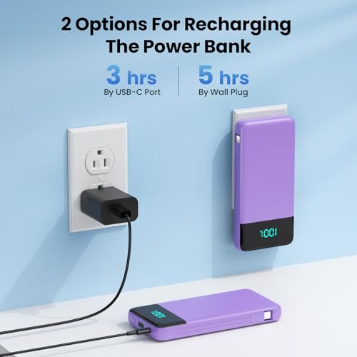 Portable Charger Power Bank for iPhone with Built (Purple)