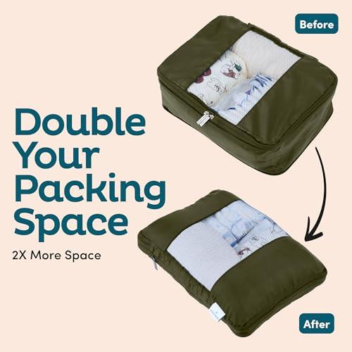 6 Pack Large Compression Packing Cubes for Travel (Olive Black / 6 Pack)