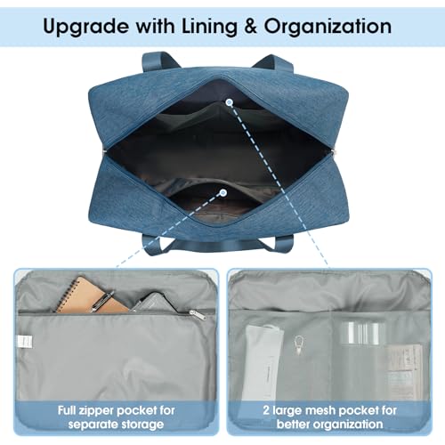 For Spirit Airlines Foldable Travel Duffel Bag Personal Item Bag 18x14x8 Carry on Luggage for Women and Men 30L (Y-Navy Blue / 30L)