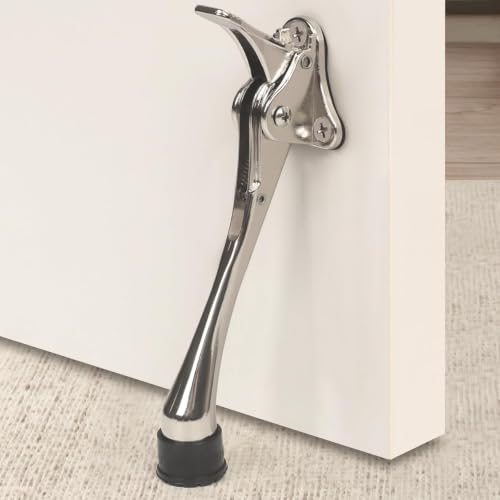 2 Pack 6 Inch Kick Down Door Stoppers for Bottom of Door (Satin Nickel / 6 inch x 2pack)