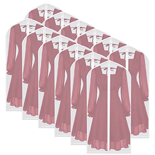 Garment Bags for Hanging Clothes (24'' x 48''/12 Pack / White-Translucent)