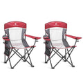 Heavy Duty 400lbs Mesh Back Camping Chairs with Lumbar Support (Red / 2PC)