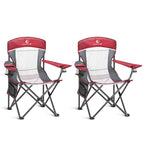 Heavy Duty 400lbs Mesh Back Camping Chairs with Lumbar Support (Red / 2PC)