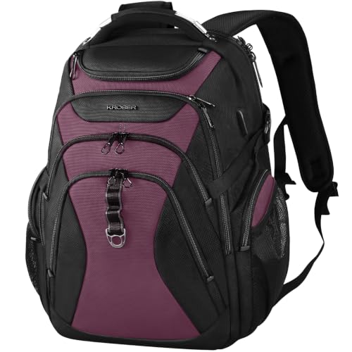 Laptop Backpack 17.3 Inch Computer Backpack for Men (Black/Burgundy / 17.3 inch)