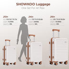 3pcs Luggage Set (Beige White / 3PCS/20 in/24 in/28 in)