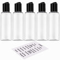 5 Pack 3.4 oz Travel Bottles for Toiletries TSA Approved Leakproof Plastic Empty Travel Size Bottles Containers with Labels (1.5 inches x 4.7 inches)