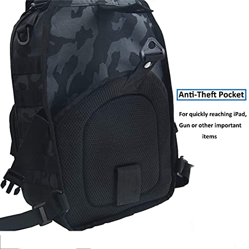 Tactical Sling Bag Backpack for Men (Black & Blue)