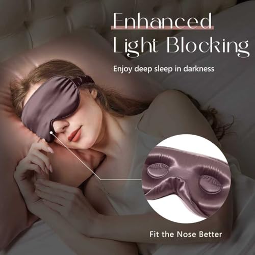 Adjustable 3D 22 Momme 100% Mulberry Silk Sleep Mask (Gray Purple / 1 Count (Pack of 1))