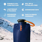 Collapsible Water Bottle with Carabiner (Burgundy / 34 Ounces)