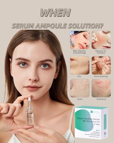 Centella Asiatica Serum for Face with Hyaluronic Acid Repair and Centella Serum for Face Moisturizer 0.35 oz 4 Vials (repair kit)