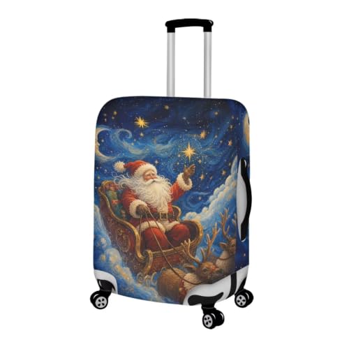 Suitcase Cover Christmas Luggage Cover Protector (L(for 26-29 inch luggage) / Night Santa Sleigh)