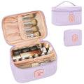 Personalized Initial Makeup Bag for Women Teen Girls (Purple)