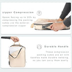 6 Set Ultralight Compression Packing Cubes Packing Organizer for Travel Accessories Luggage Suitcase Backpack (Cream70D / Cloth Pattern)