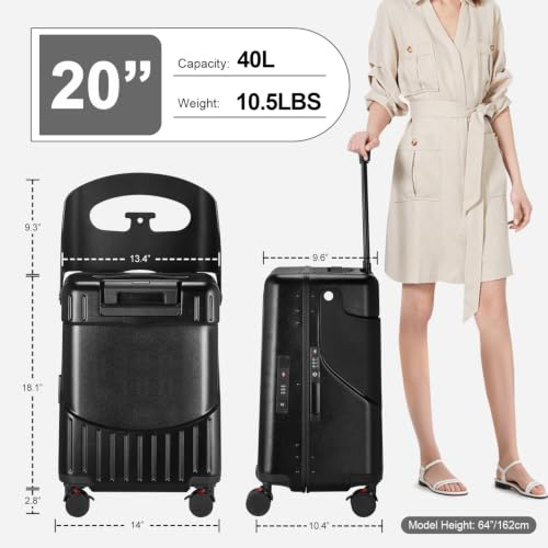 Ride On Luggage with Front Pocket (Black)