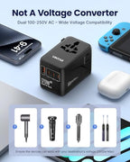 170W GaN Universal Travel Adapter for Europe (170W Black)