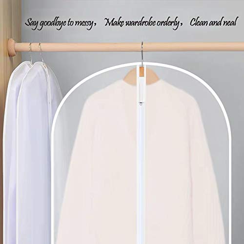 Garment Bags set of 12 (24'' x 60''/12 Pack+Gifts / White-Translucent)