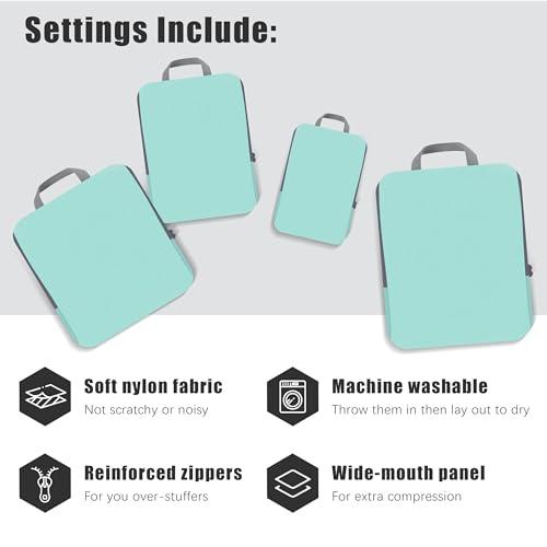 4 Set Compression Packing Cubes Travel (Light Teal)