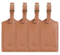 4 Pack Leather Luggage Tags for Suitcases Travel Labels (Yellowish Brown)