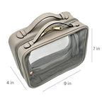 Clear Makeup Bag Toiletry Bag for Women Cosmetic Case Large Capacity Travel Make Up Bag Organizer Transparent Storage Compartment TSA Approved (GRAY)