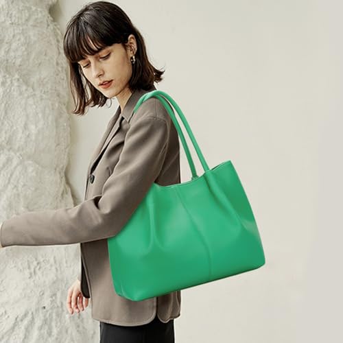 Tote Bag for Women Vegan Leather Shoulder Purse Trendy Travel Bag (Green)